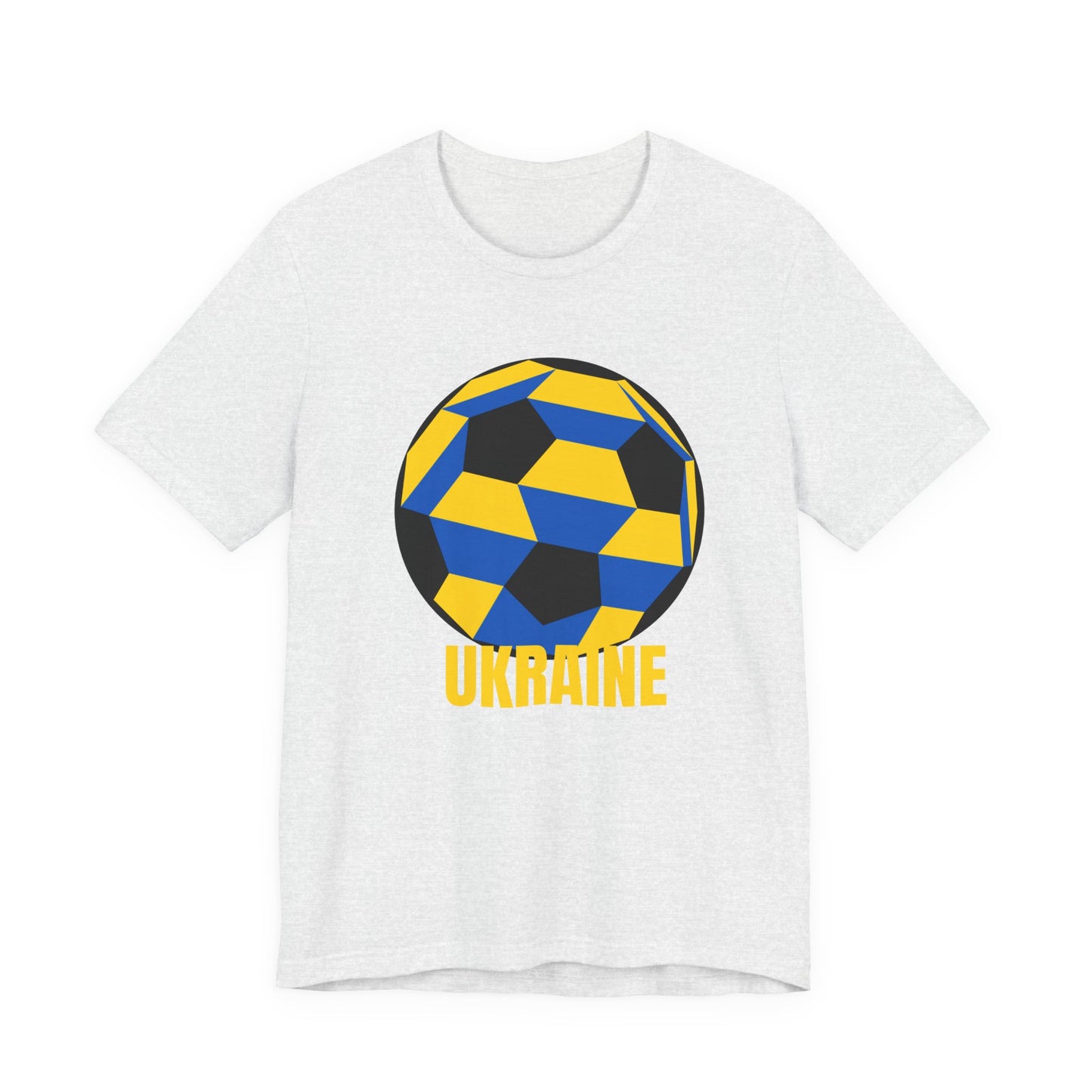 Ukraine Fan Specialty Soccer Ball Design T Shirt Yellow Text
