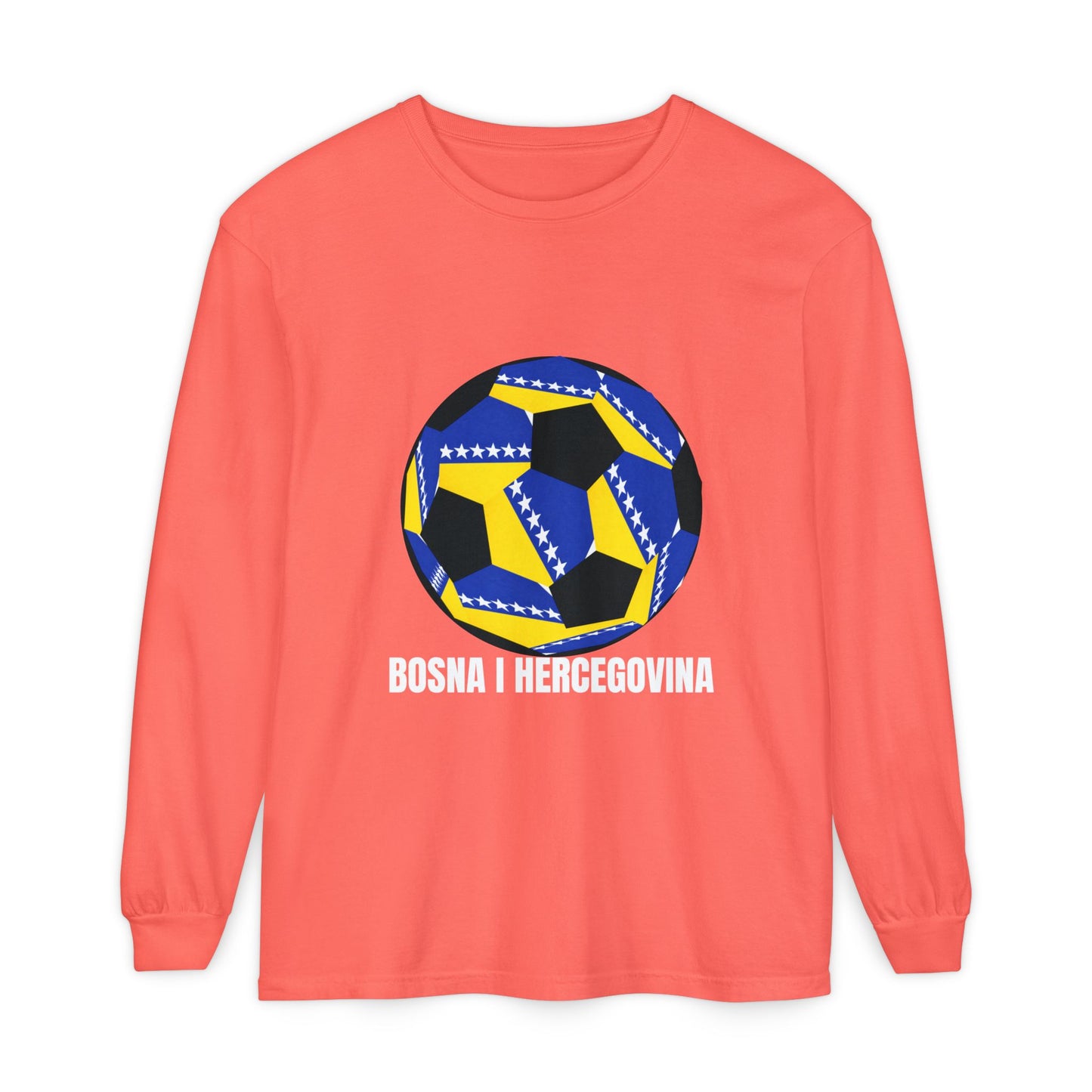 Bosnia Herzegovina Fan Specialty Soccer Ball Design  Long Sleeve Shirt