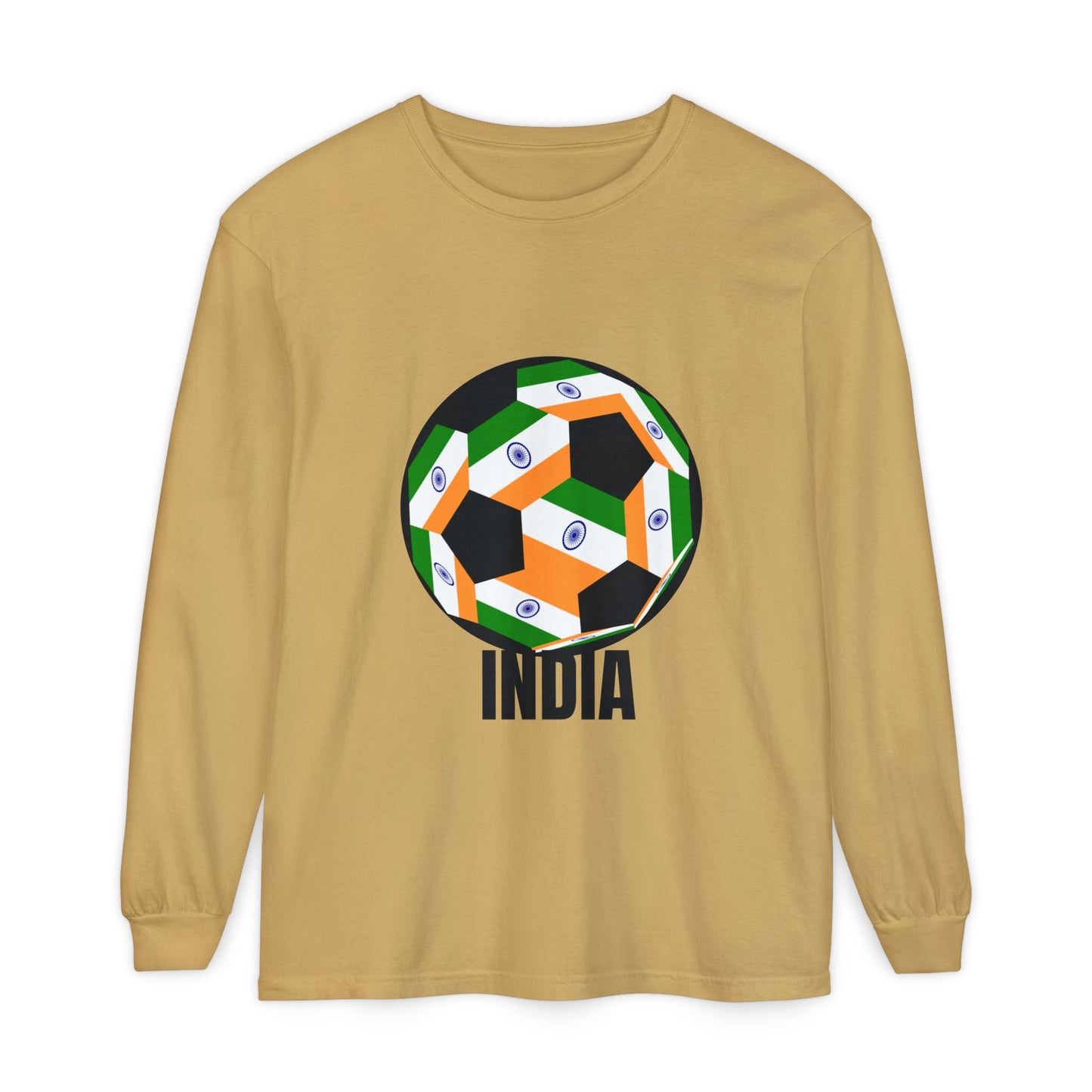 India Fan Specialty Soccer Ball Design Long Sleeve Tee