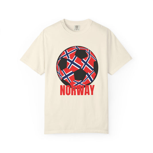 Norway Fan Specialty Soccer Ball Design T Shirt Black Print