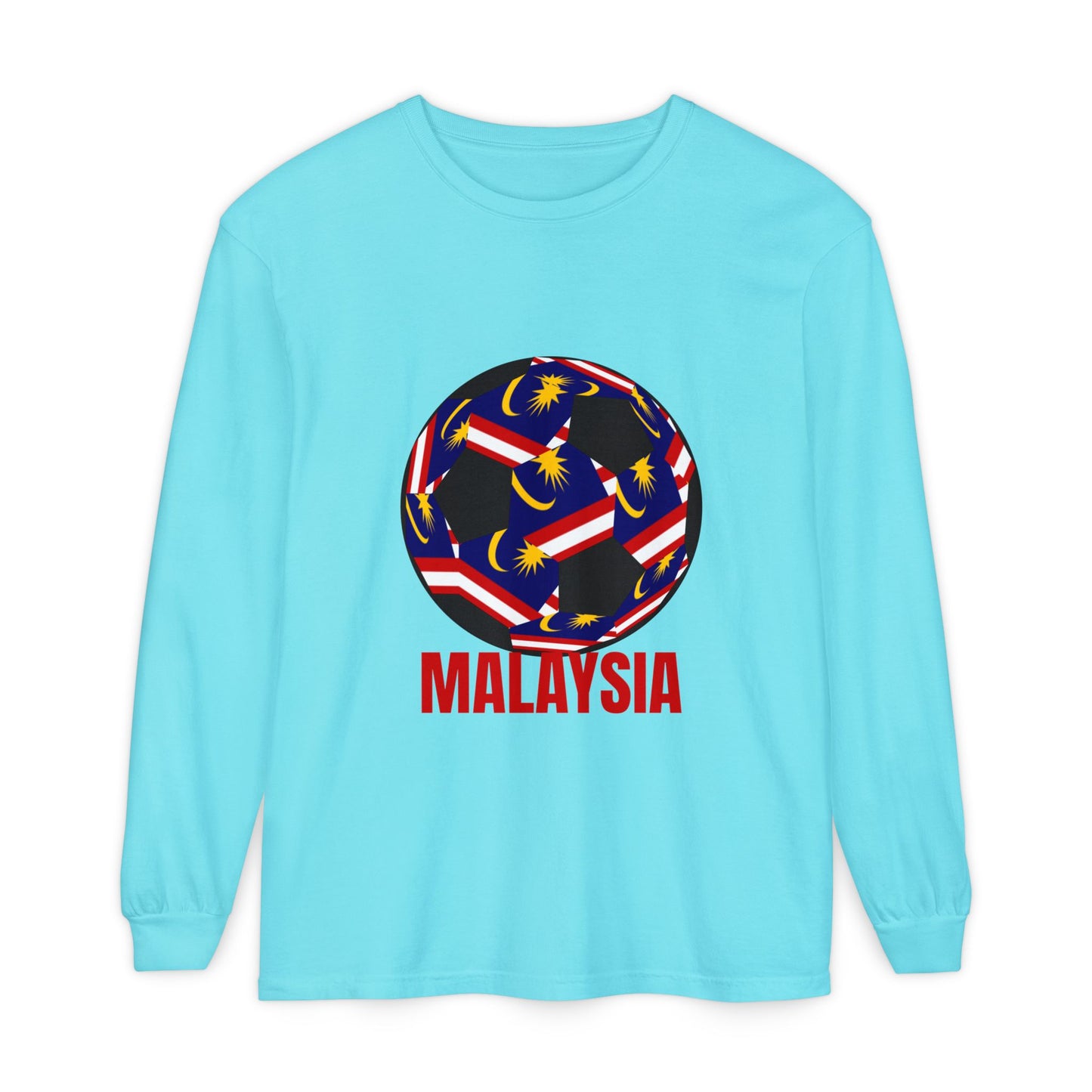 Malaysia Fan Specialty Soccer Ball Design Long Sleeve T-Shirt