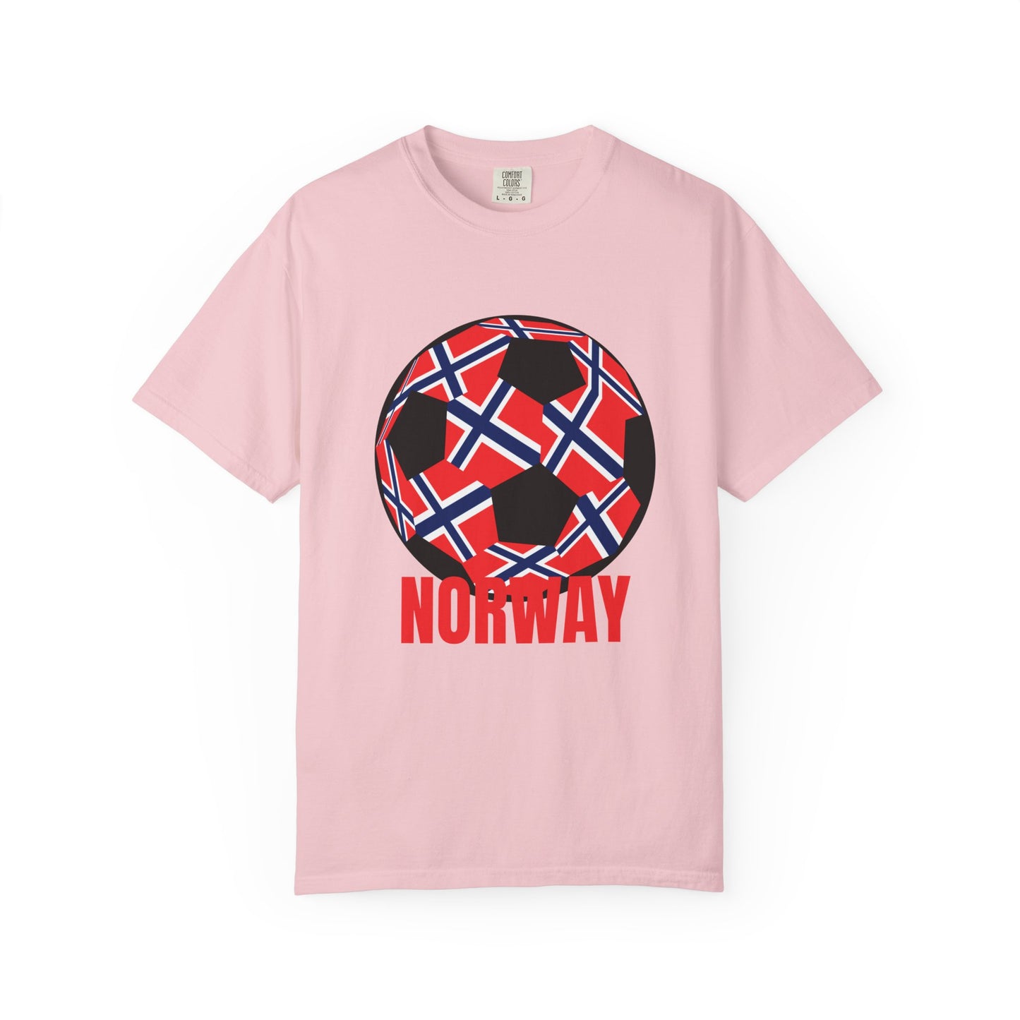 Norway Fan Specialty Soccer Ball Design T Shirt Red Print
