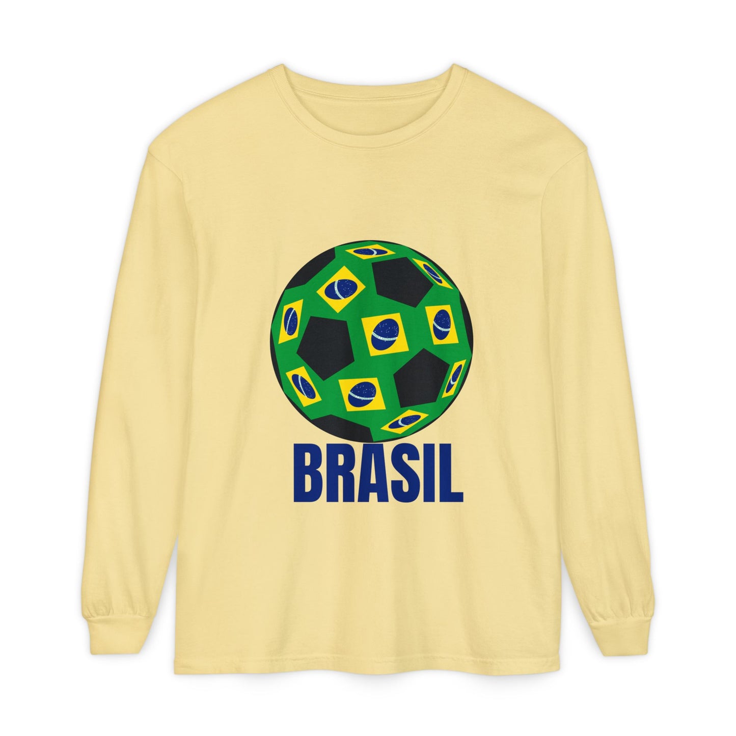 Brasil Fan Specialty Soccer Ball Design Long Sleeve T Shirt