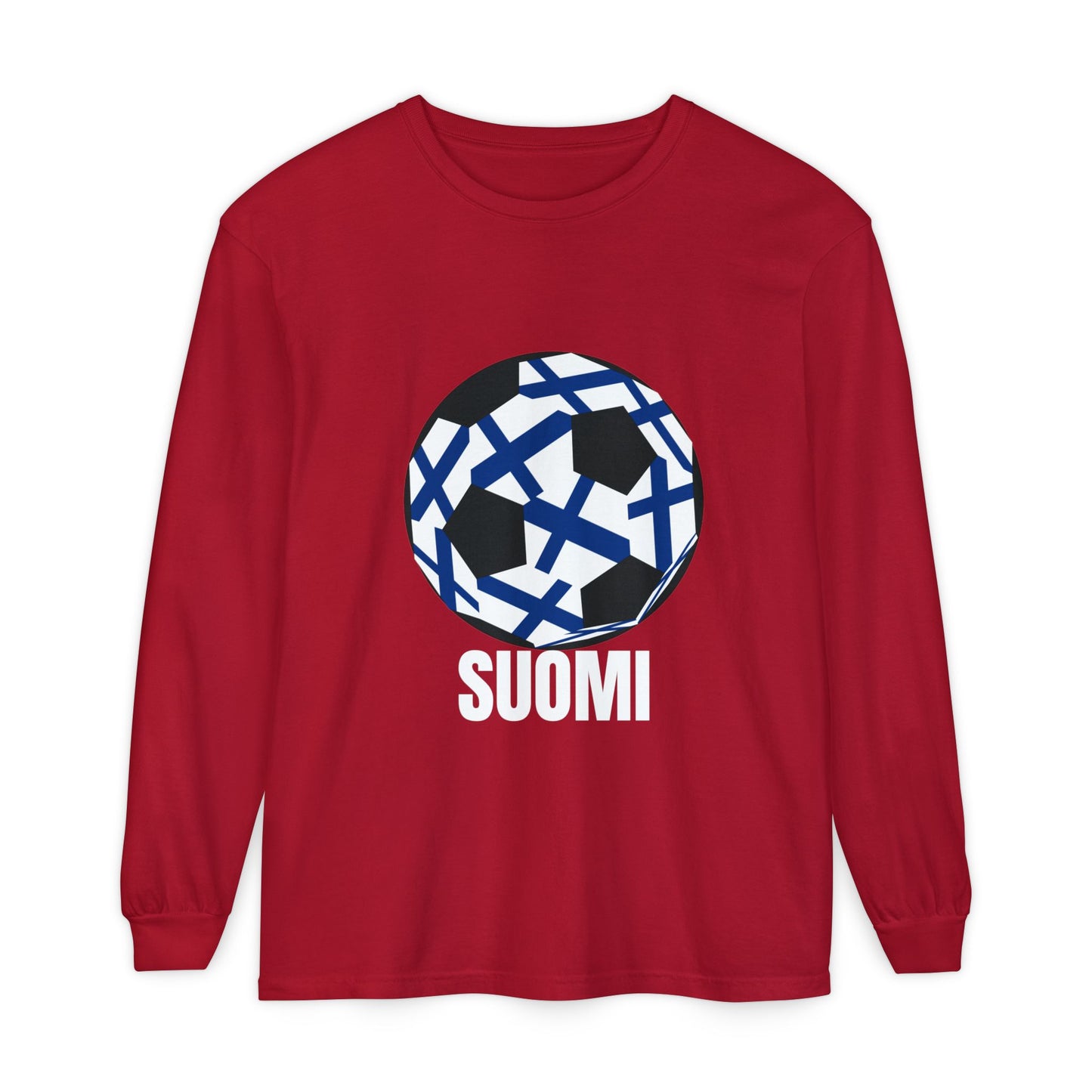 Suomi Fan Specialty Soccer Ball Design Long Sleeve Tee
