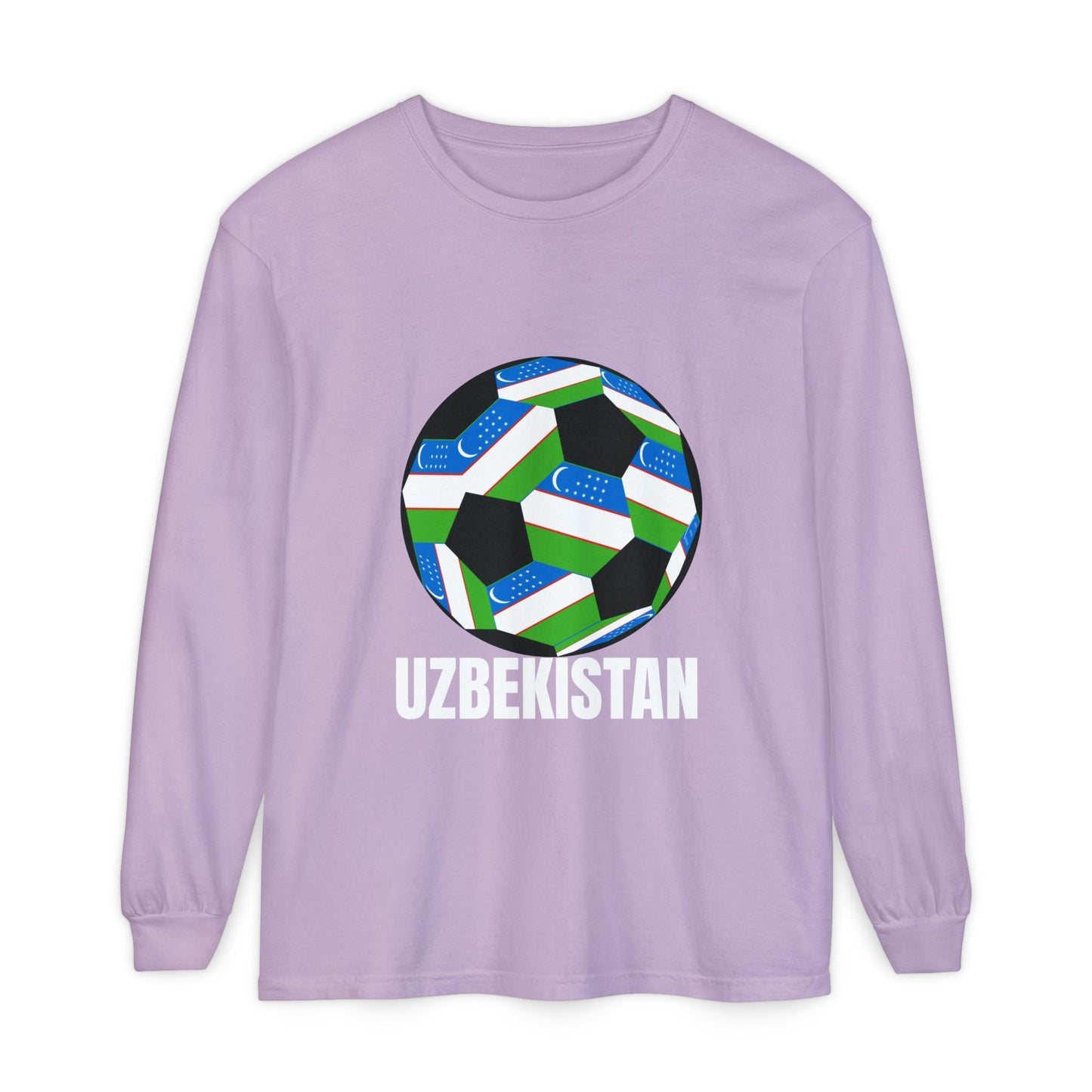 Uzbekistan Fan Specialty Soccer Ball Design Long Sleeve Shirt
