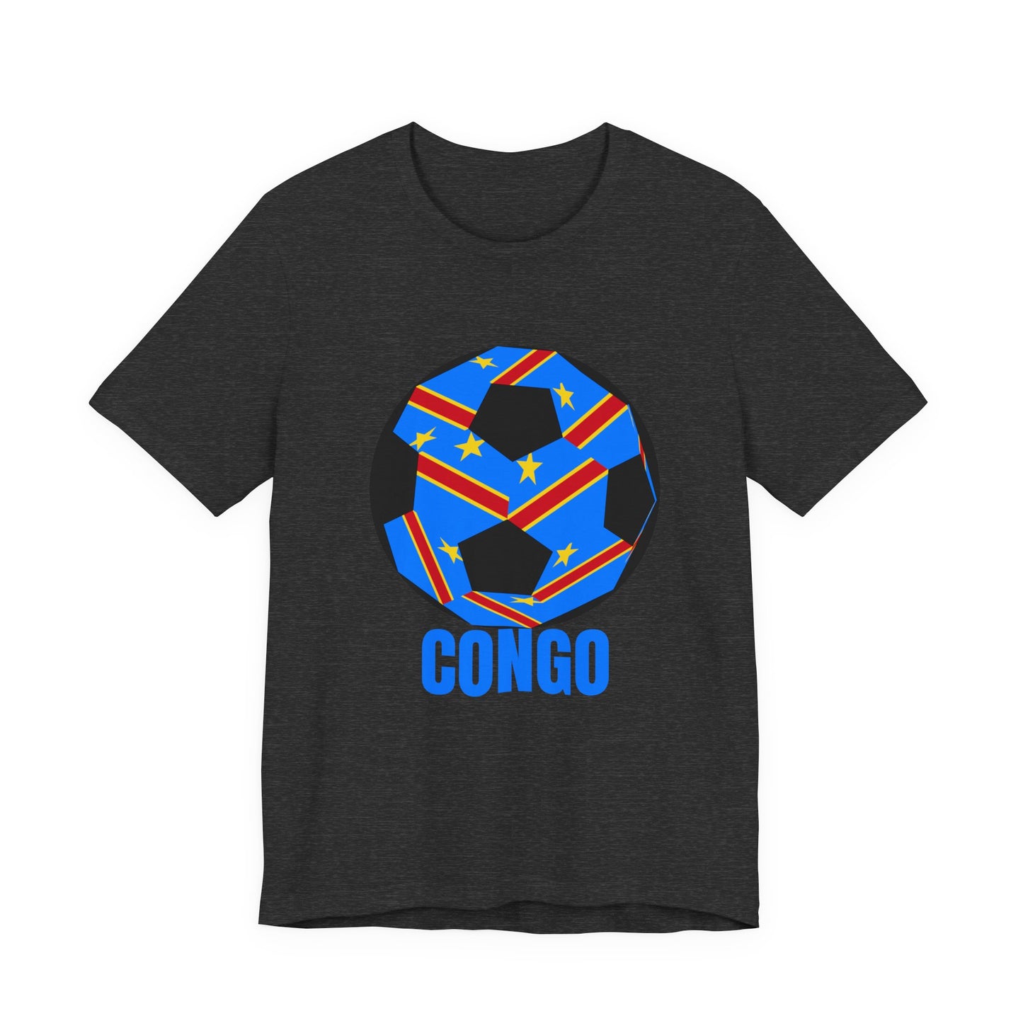Congo Fan Specialty Soccer Ball Design T Shirt Blue Text