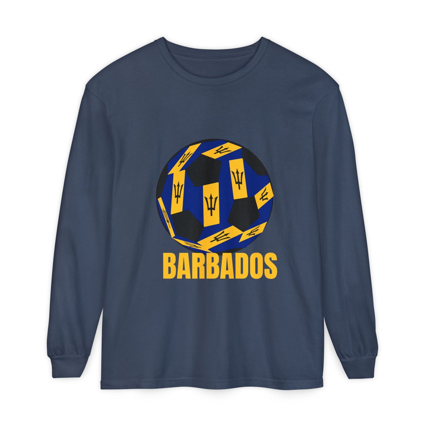 Barbados Fan Specialty Soccer Ball Design Long Sleeve Shirt
