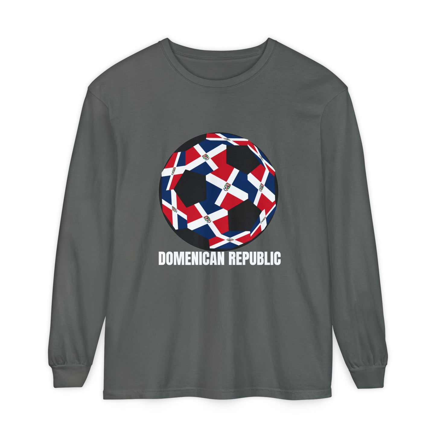 Domenican Republic Fan Specialty Soccer Ball Design Long Sleeve Tee