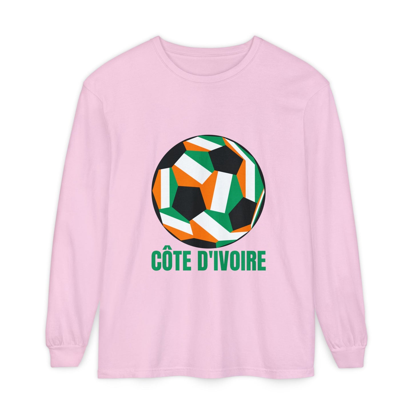 Cote D Ivoire Fan Specialty Soccer Ball Design  Long Sleeve Tee