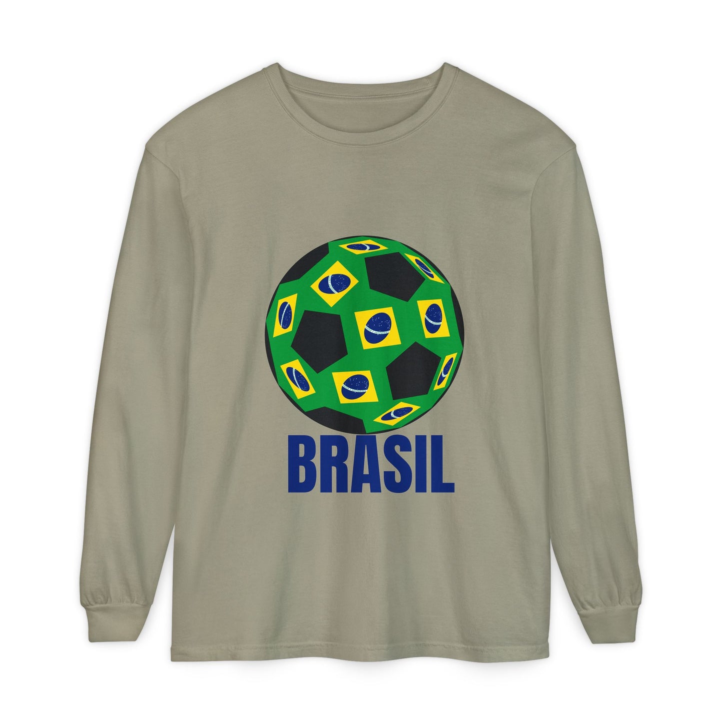 Brasil Fan Specialty Soccer Ball Design Long Sleeve T Shirt
