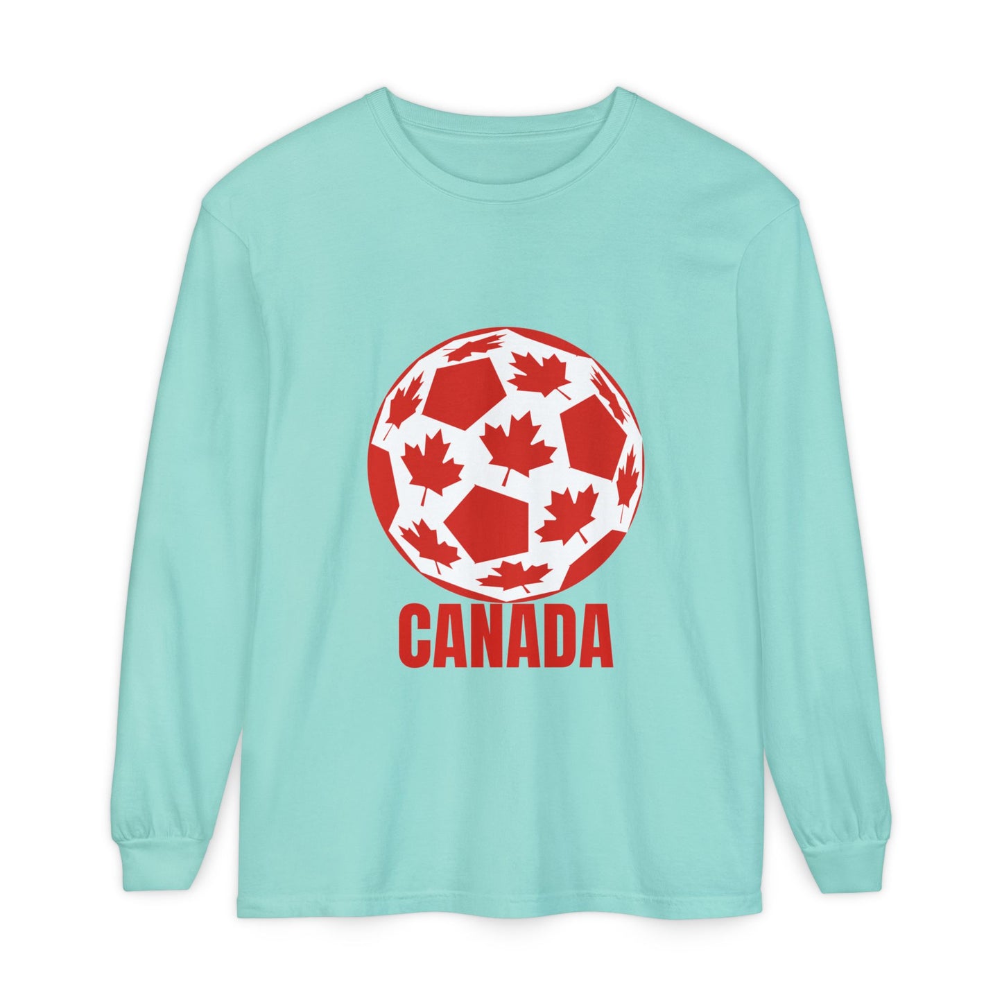 Canada Fan Specialty Soccer Ball Design Long Sleeve T Shirt