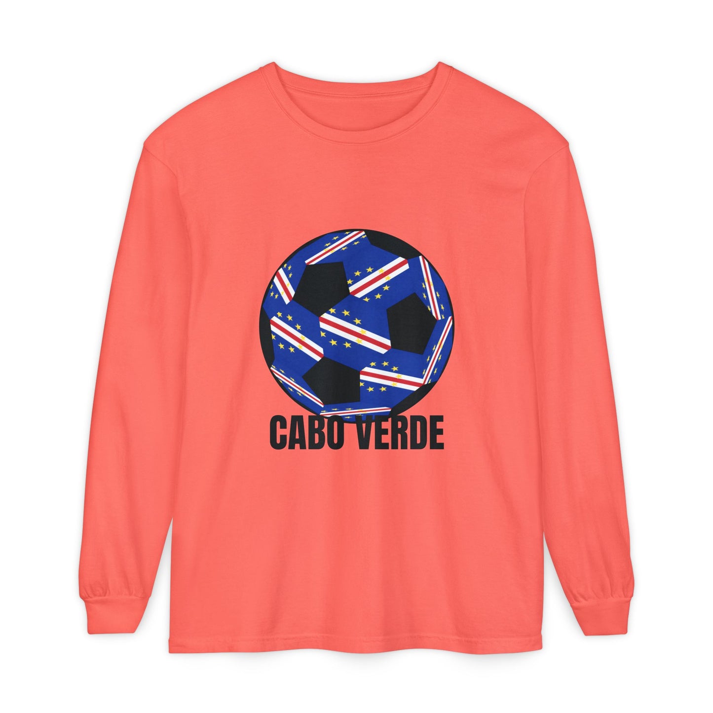 Cabo Verde Fan Specialty Soccer Ball Design Long Sleeve T-Shirt