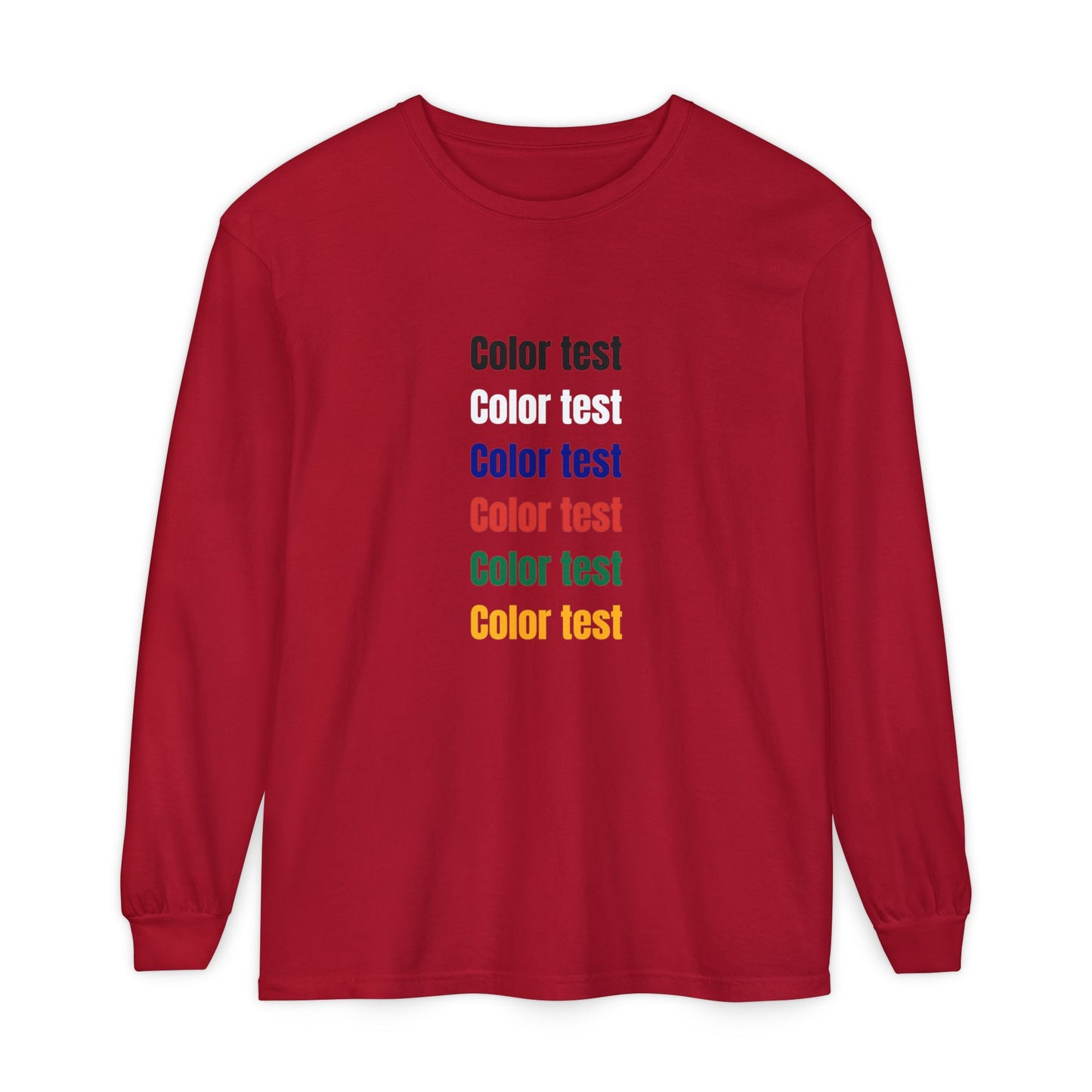 Long Sleeve T‑Shirt — Color testText Graphic