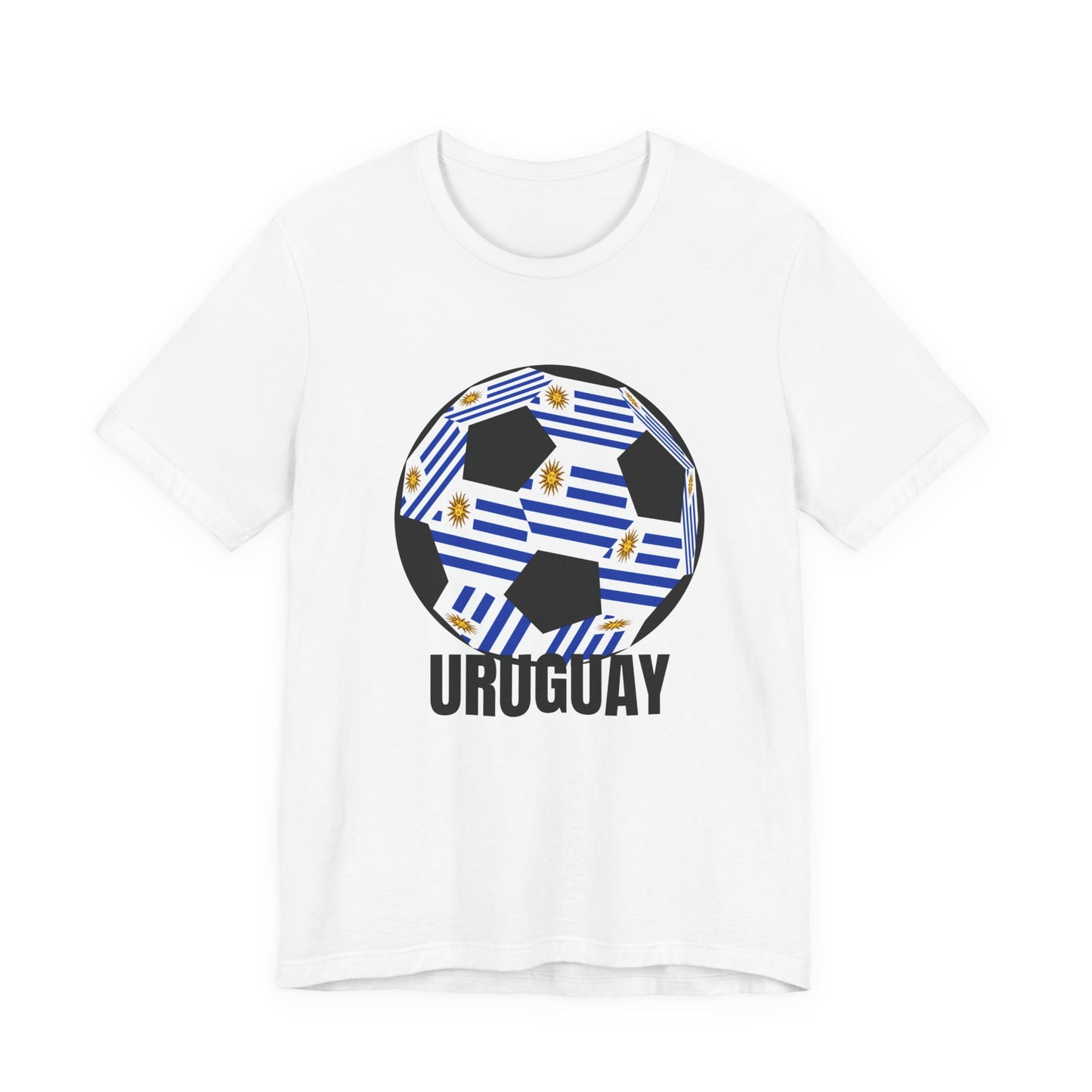 Uruguay Fan Specialty Soccer Ball Design T Shirt Black Text