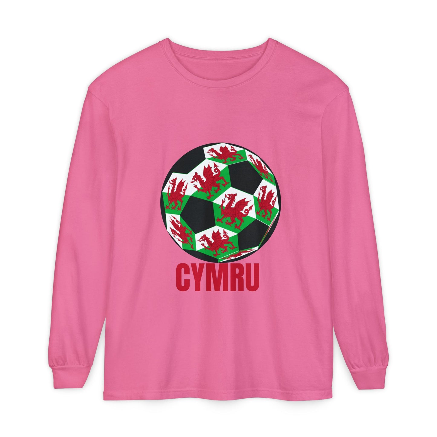 Cymru Fan Specialty Soccer Ball Design Long Sleeve Tee