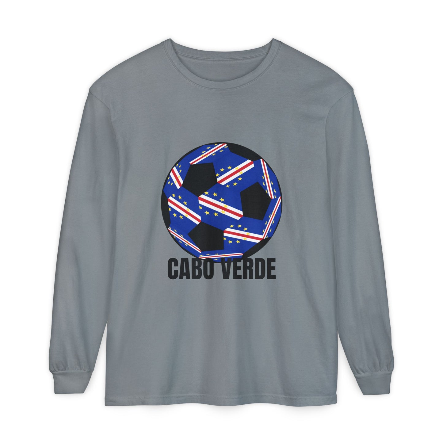 Cabo Verde Fan Specialty Soccer Ball Design Long Sleeve T-Shirt