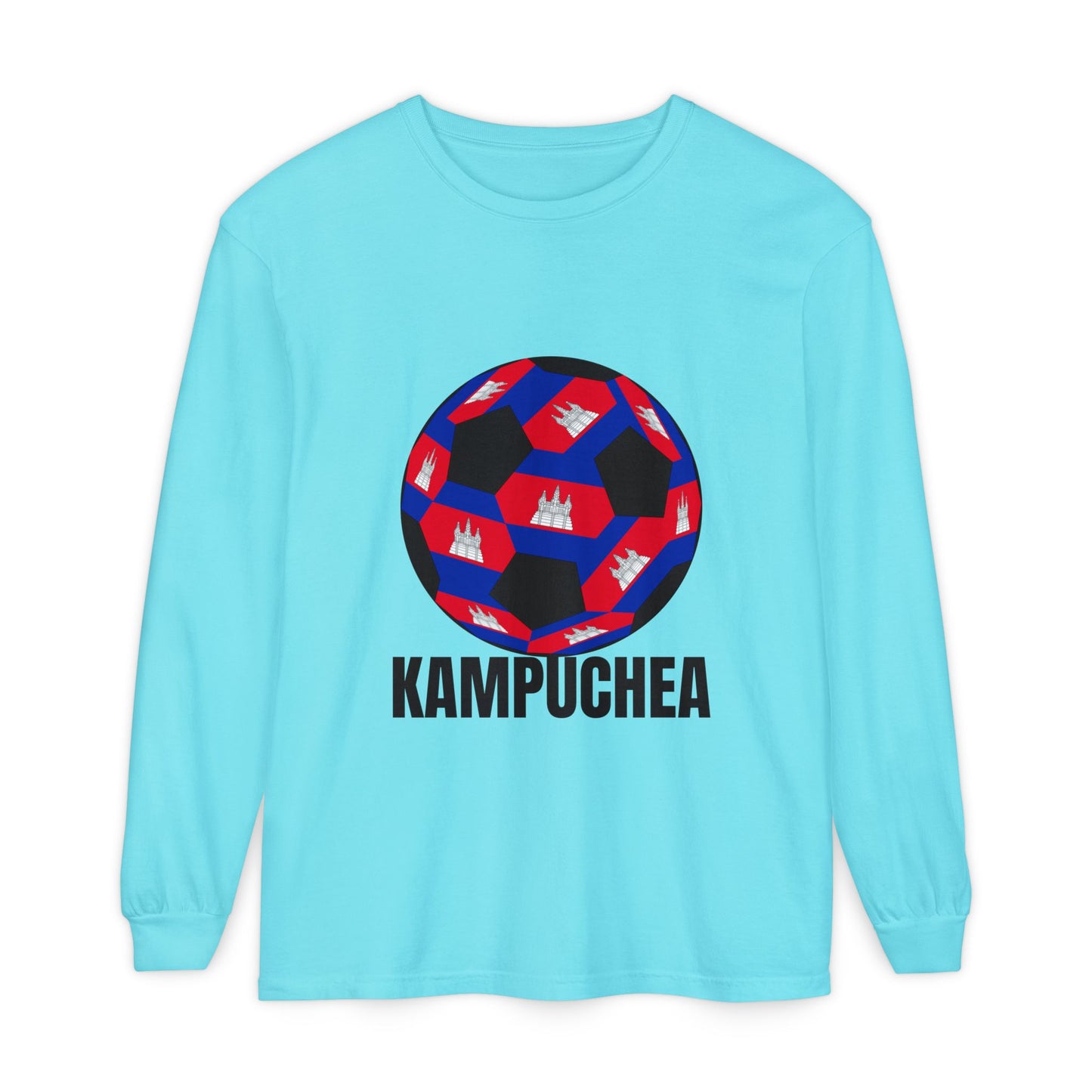 Kampuchea Fan Specialty Soccer Ball Design Long Sleeve Tee