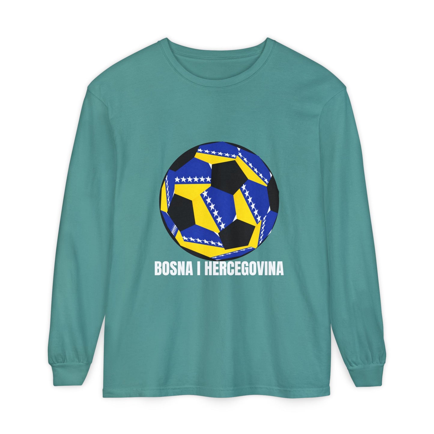 Bosnia Herzegovina Fan Specialty Soccer Ball Design  Long Sleeve Shirt