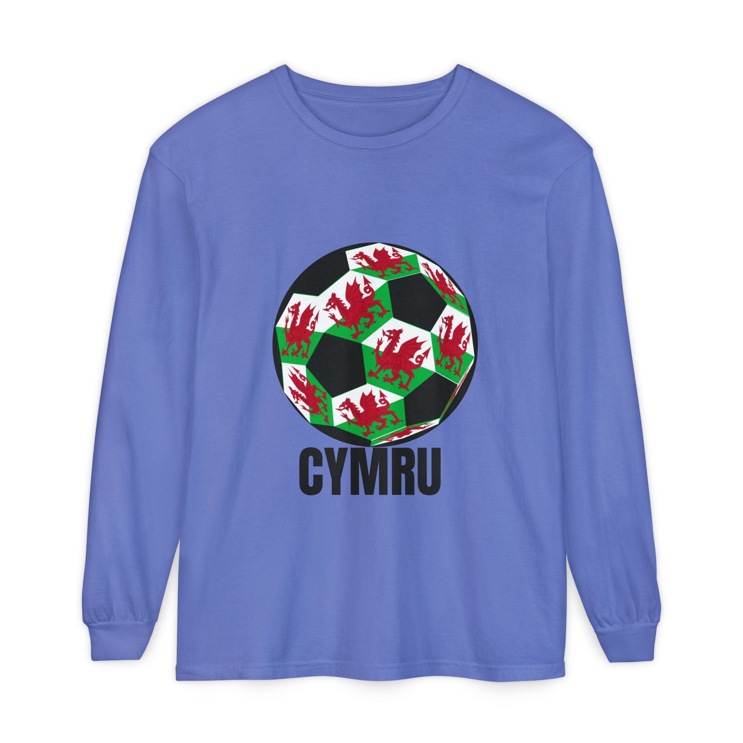 Cymru Fan Specialty Soccer Ball Design Long Sleeve Tee