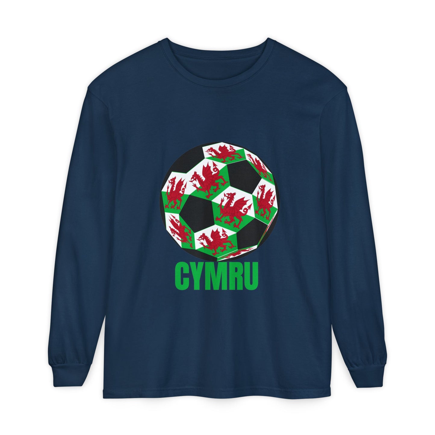 Cymru Fan Specialty Soccer Ball Design Long Sleeve Tee