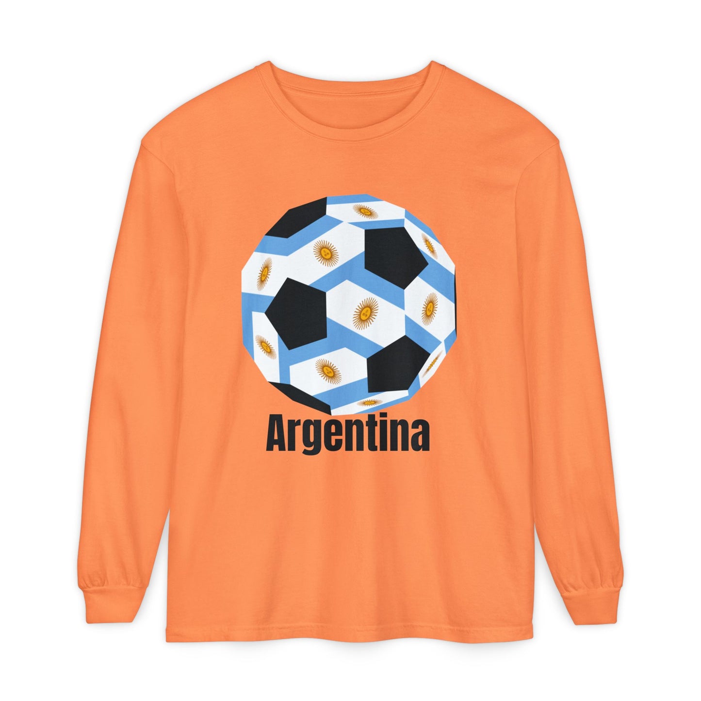 Argentina Fan Specialty Soccer Ball Design Long Sleeve Tee