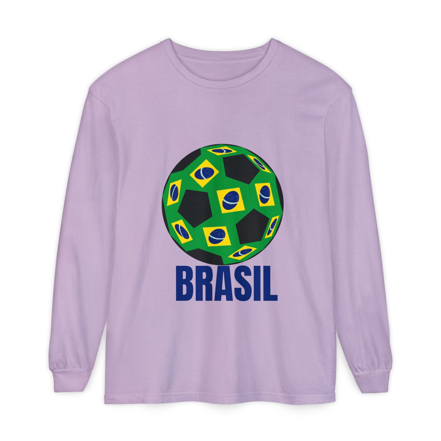 Brasil Fan Specialty Soccer Ball Design Long Sleeve T Shirt