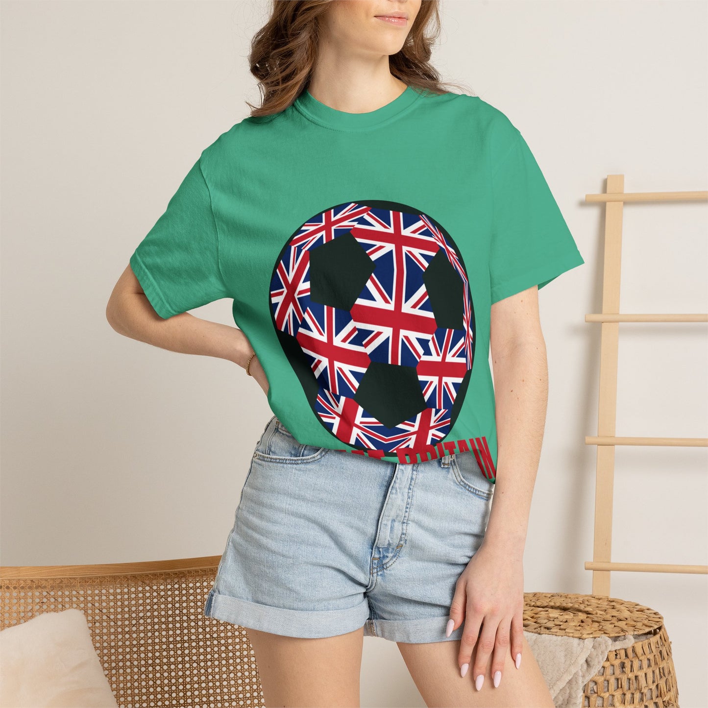 Great Britain Fan Specialty Soccer Ball Design T Shirt