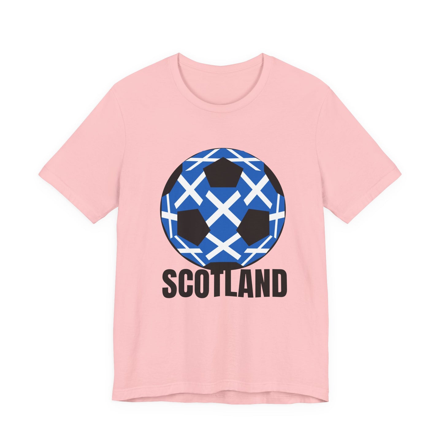 Scotland Fan Specialty Soccer Ball Design T Shirt Black Text