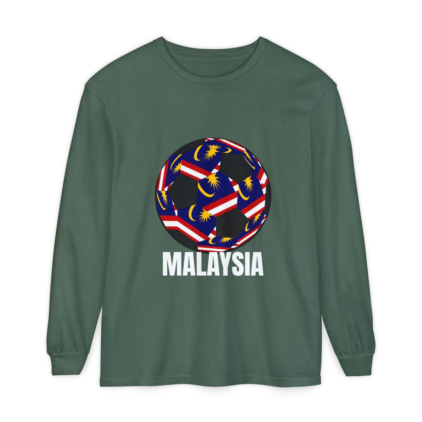 Malaysia Fan Specialty Soccer Ball Design Long Sleeve Tee