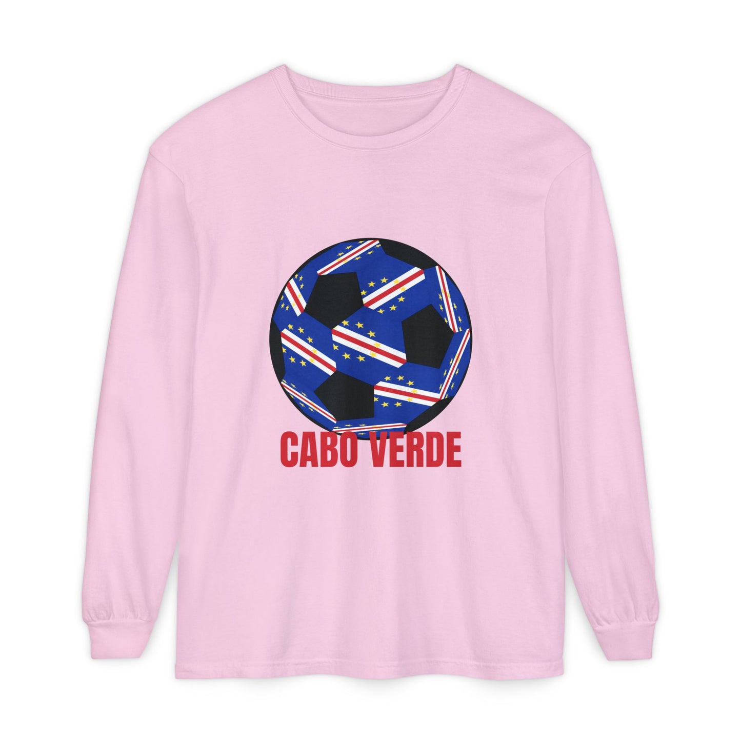 Cabo Verde Fan Specialty Soccer Ball Design Long Sleeve Tee