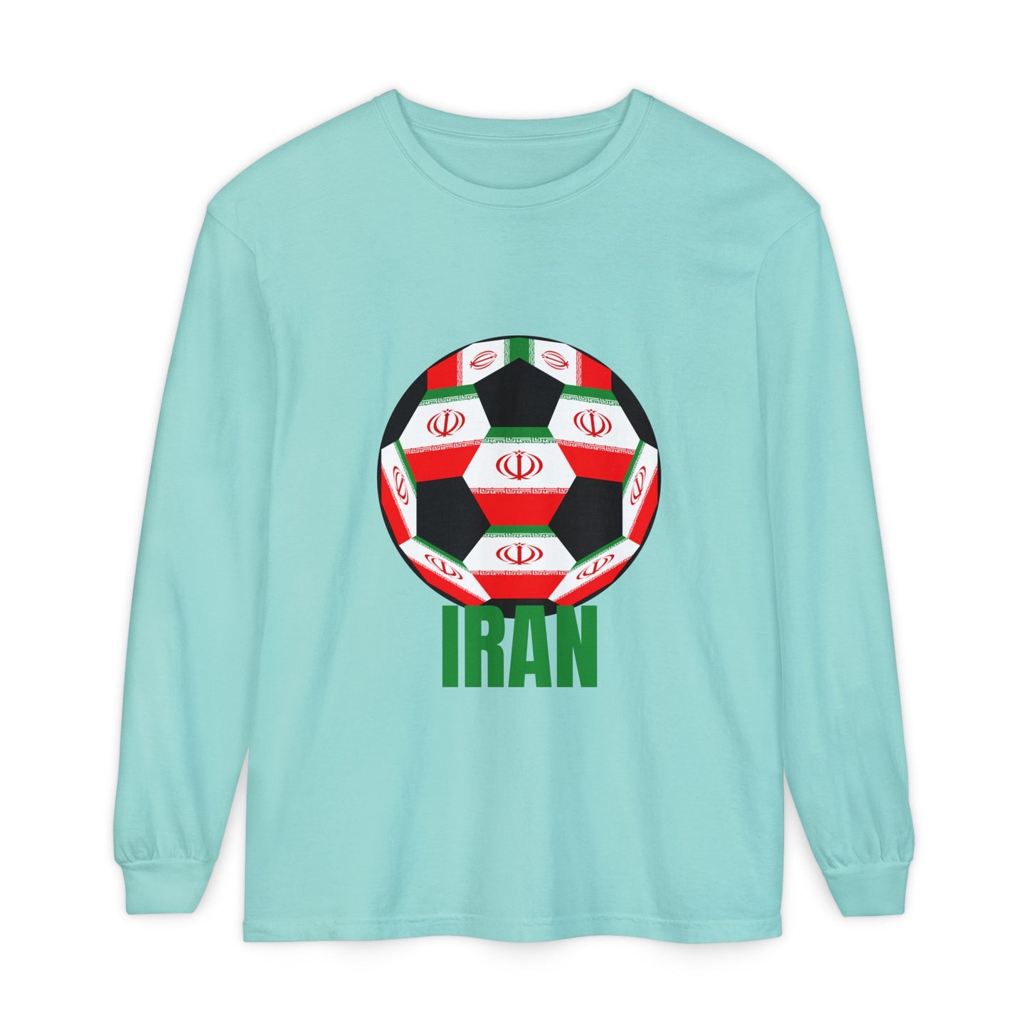Iran Fan Specialty Soccer Ball Design Long Sleeve Tee
