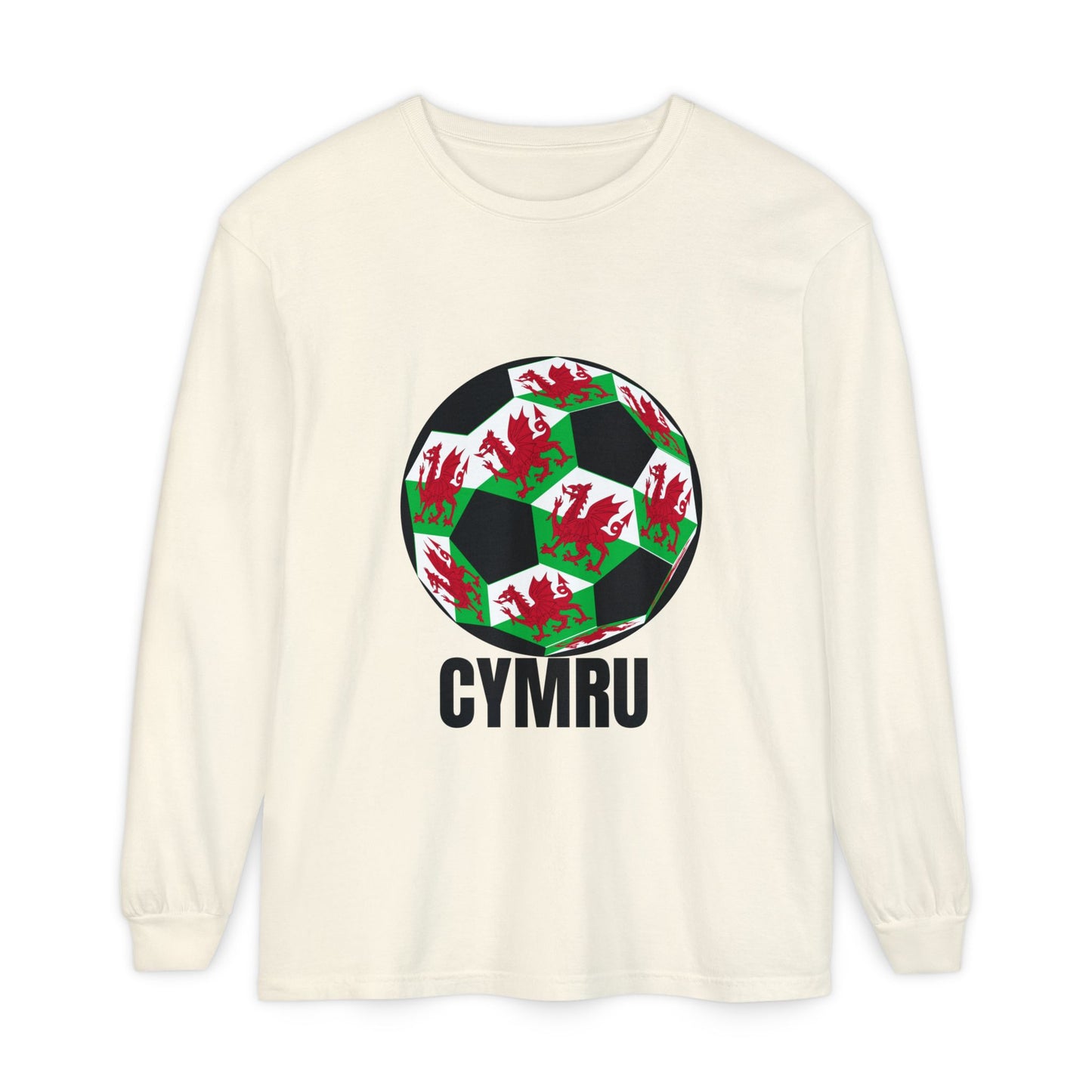 Cymru Fan Specialty Soccer Ball Design Long Sleeve Tee