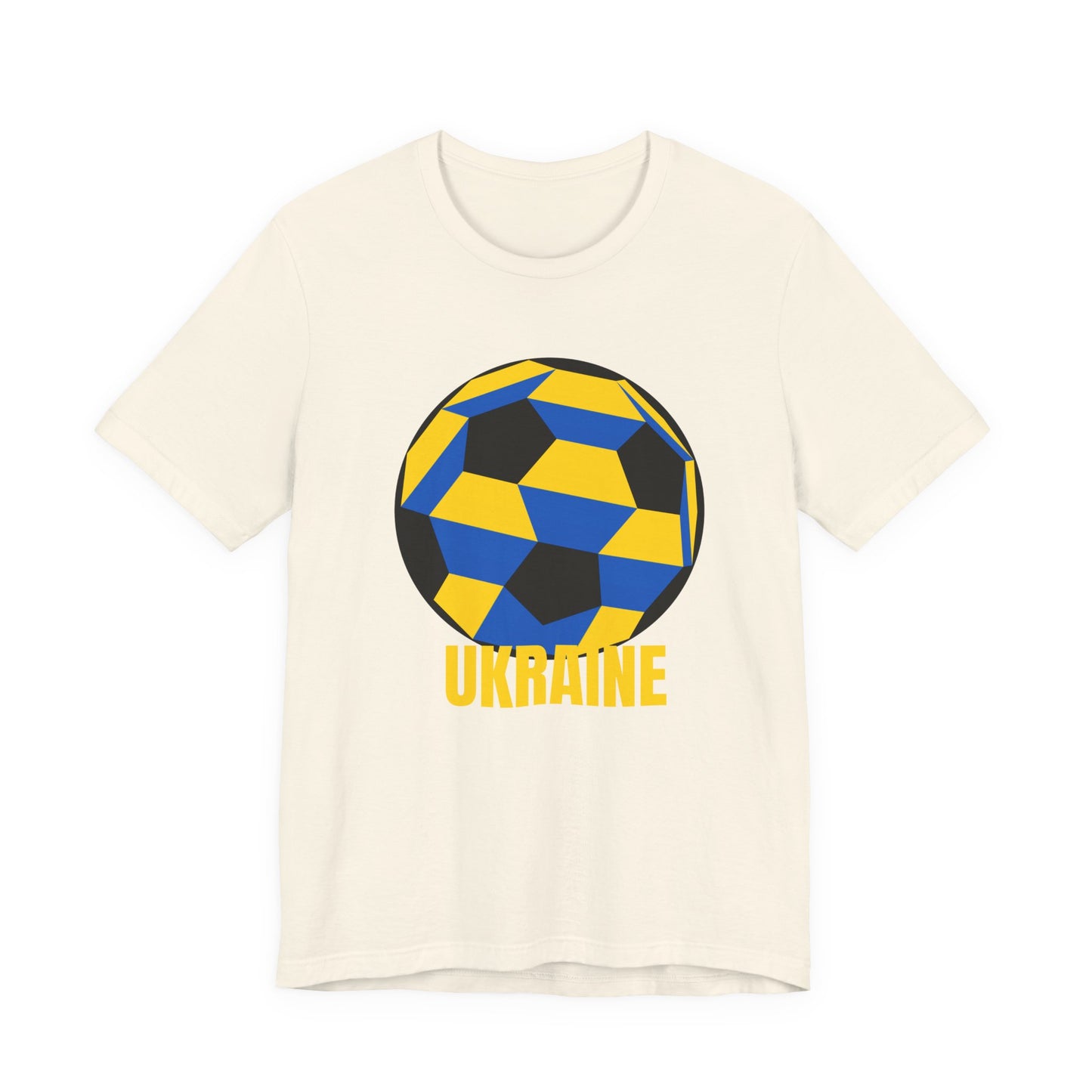 Ukraine Fan Specialty Soccer Ball Design T Shirt Yellow Text