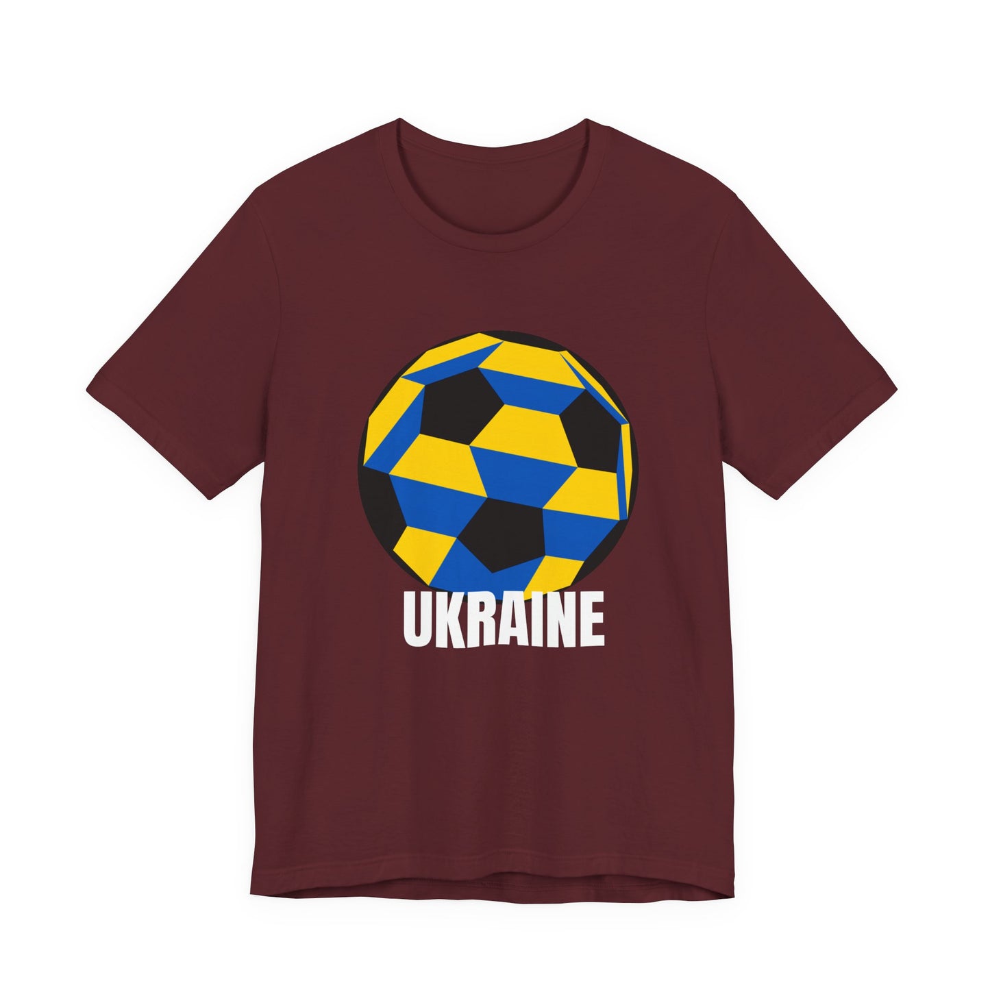 Ukraine Fan Specialty Soccer Ball Design T Shirt White Text