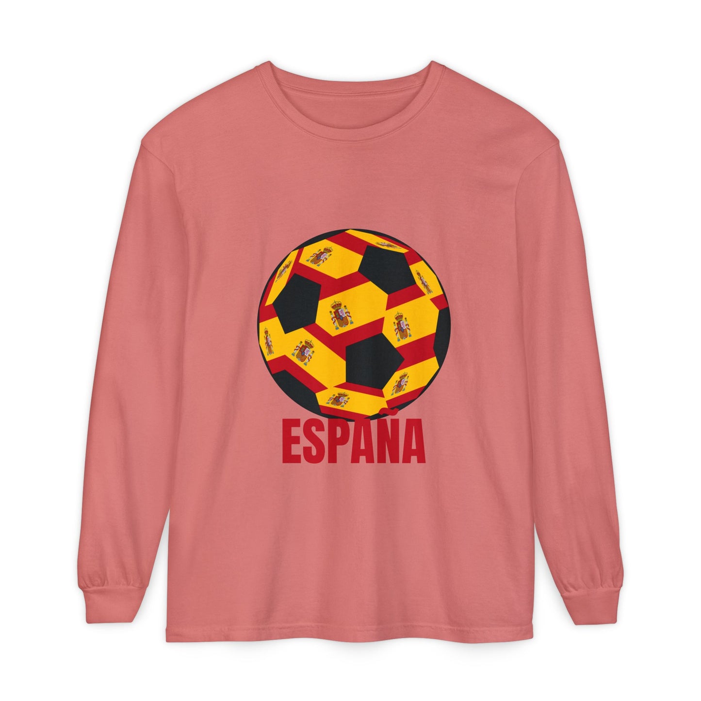 España Soccer Ball Design Long Sleeve Shirt Red Text