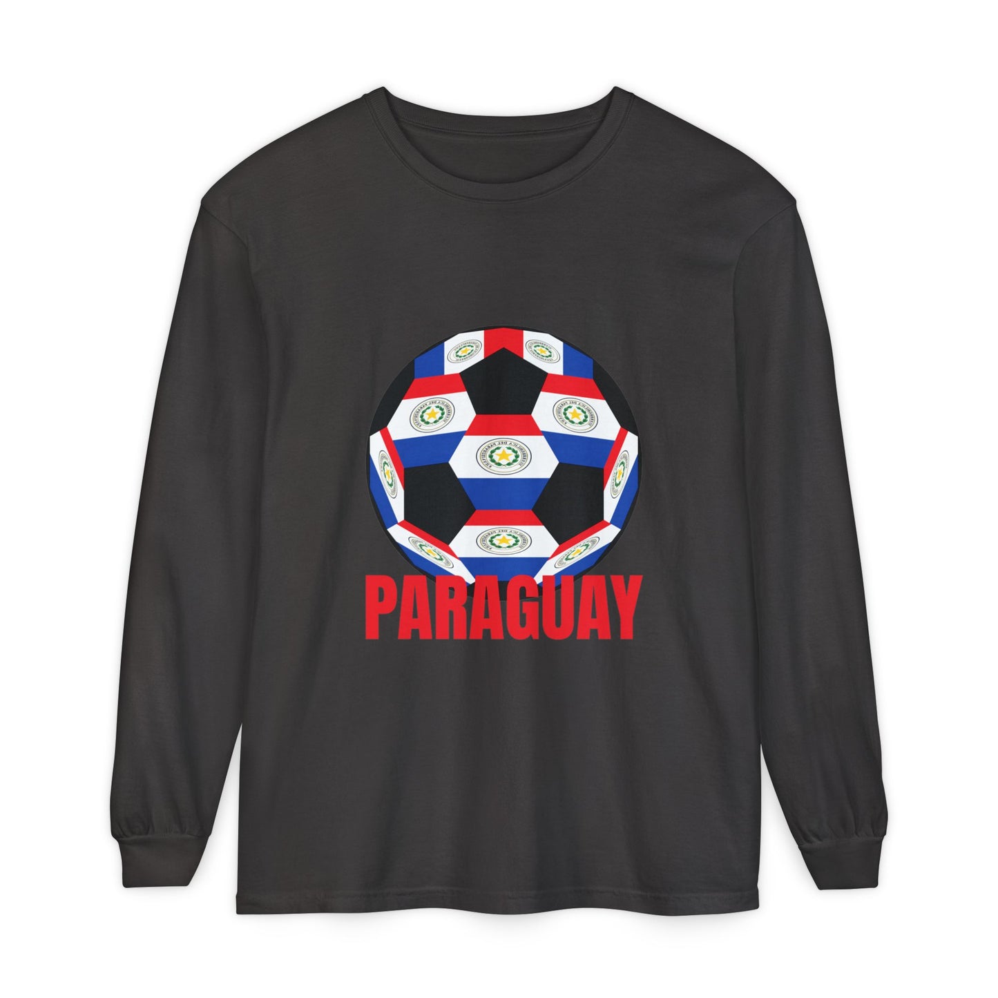Paraguay Fan Specialty Soccer Ball Design Long Sleeve Tee