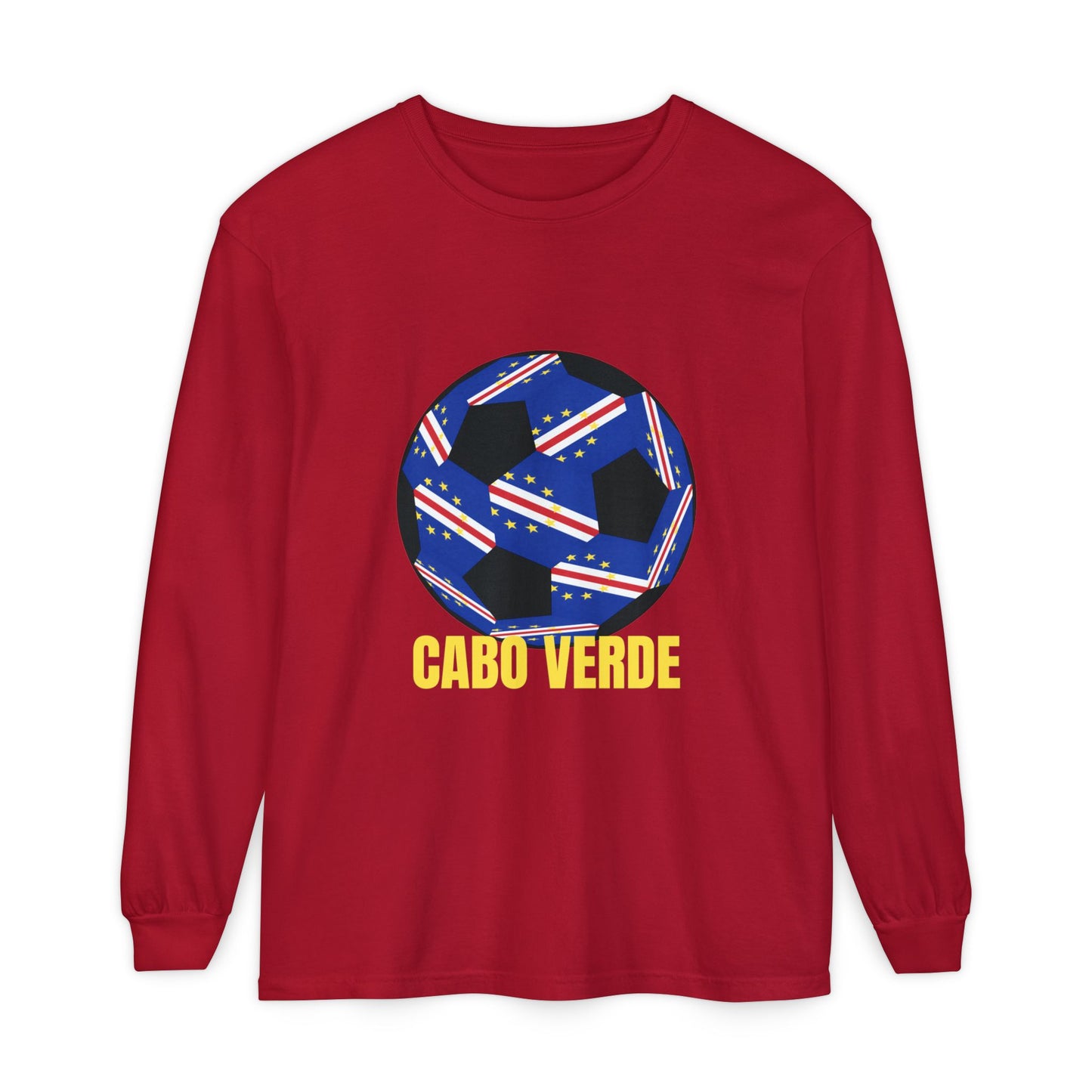 Cabo Verde Fan Specialty Soccer Ball Design T Shirt Long Sleeve Tee