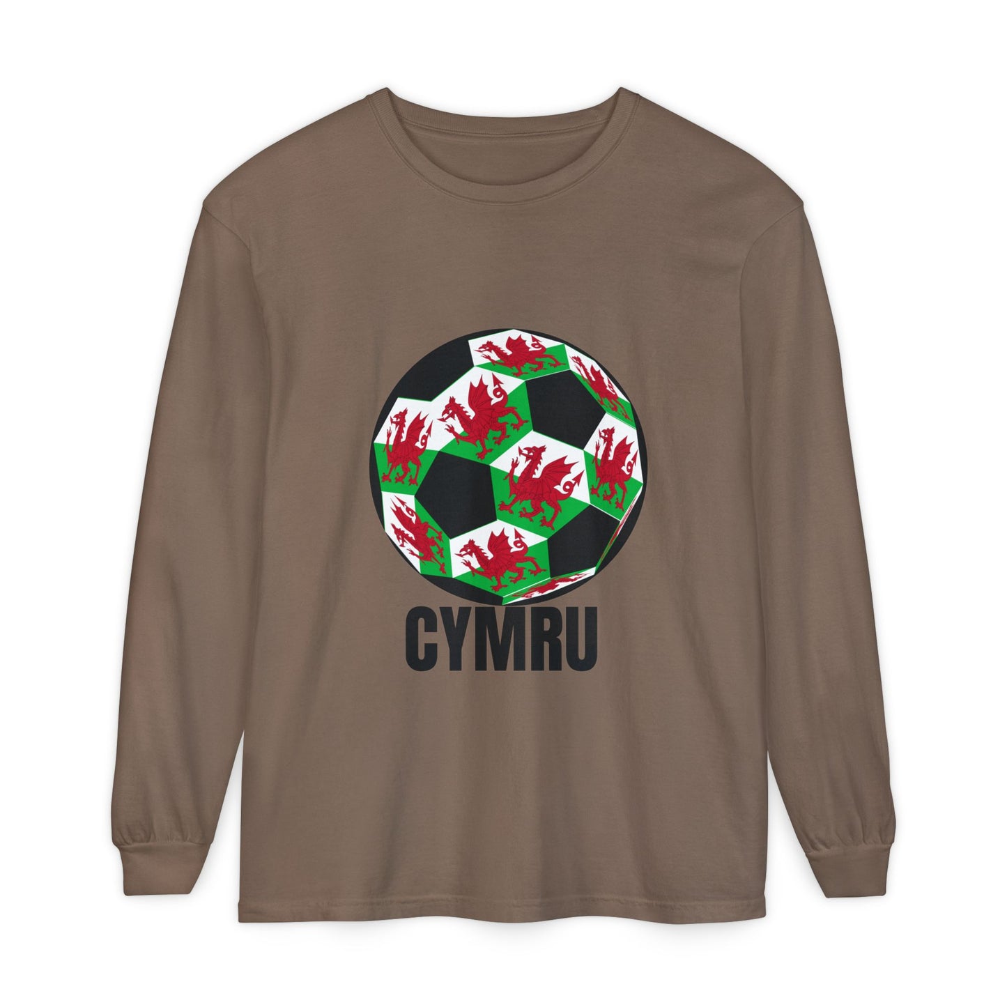 Cymru Fan Specialty Soccer Ball Design Long Sleeve Tee