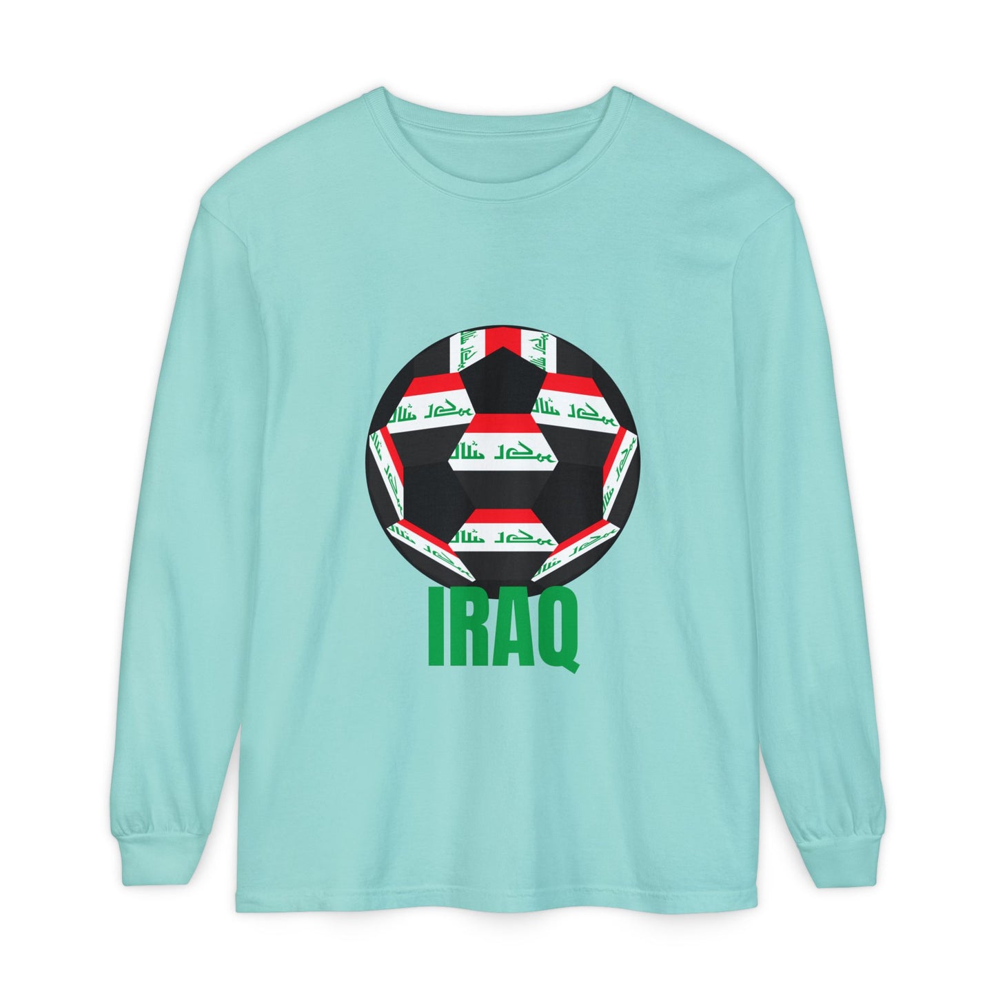 Iraq Fan Specialty Soccer Ball Design Long Sleeve Tee