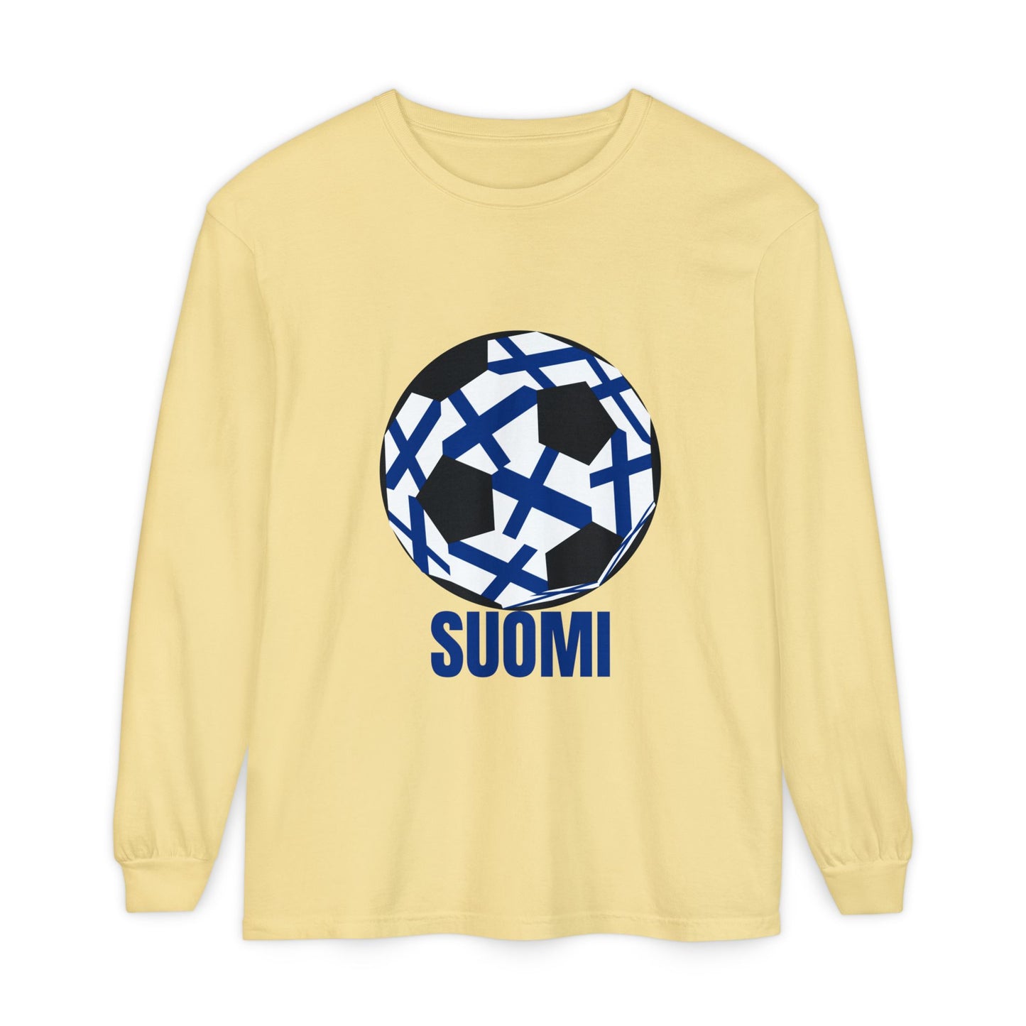 Suomi Fan Specialty Soccer Ball Design Long Sleeve Tee