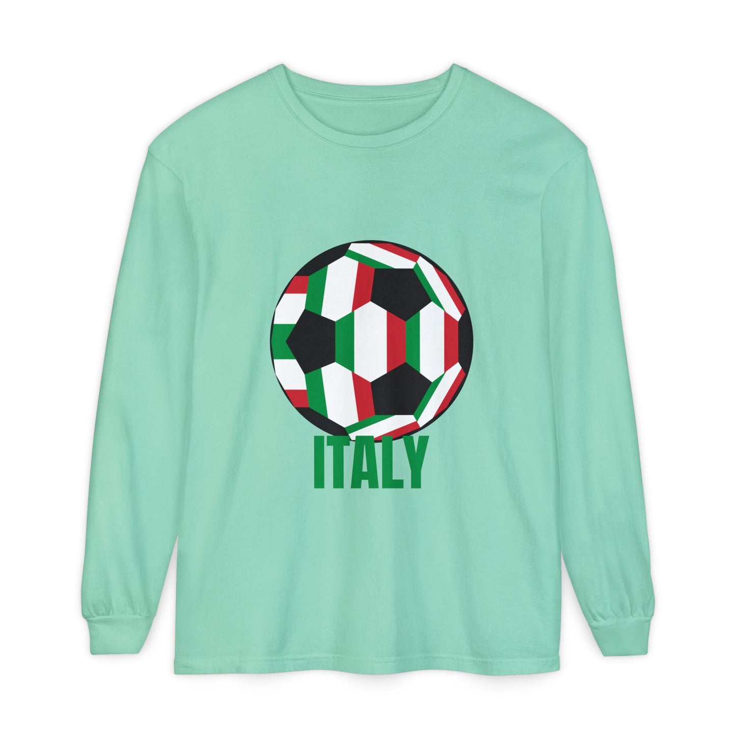 Italy Fan Specialty Soccer Ball Design Long Sleeve Tee