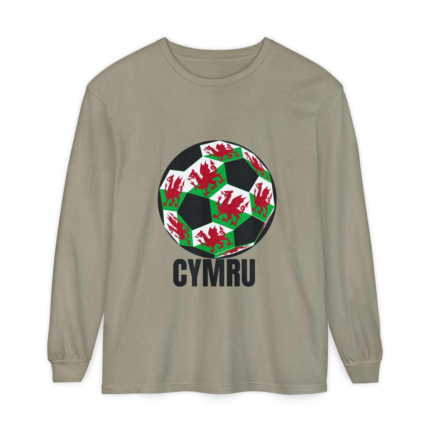 Cymru Fan Specialty Soccer Ball Design Long Sleeve Tee