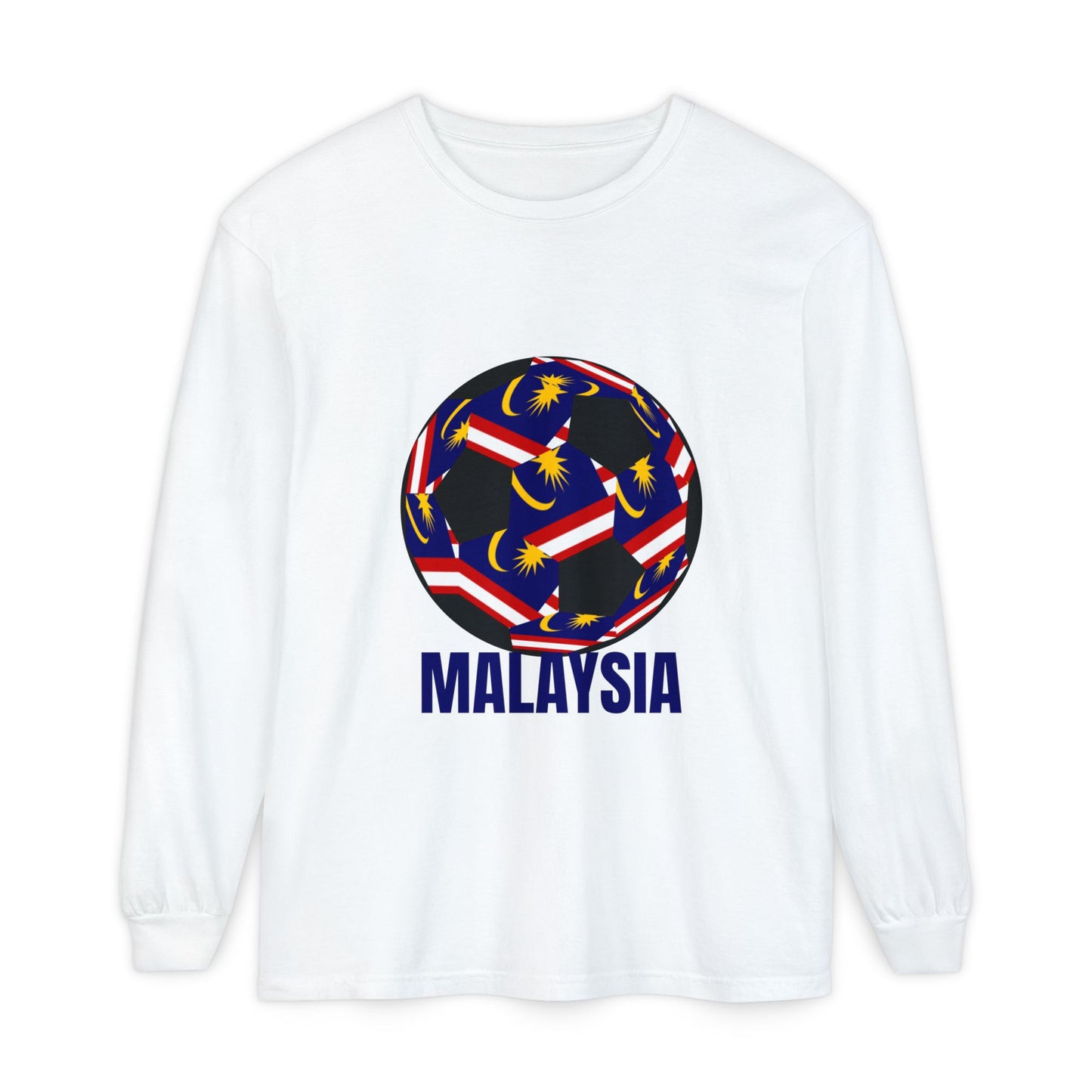 Malaysia Fan Specialty Soccer Ball Design Long Sleeve Tee