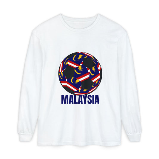 Malaysia Fan Specialty Soccer Ball Design Long Sleeve Tee