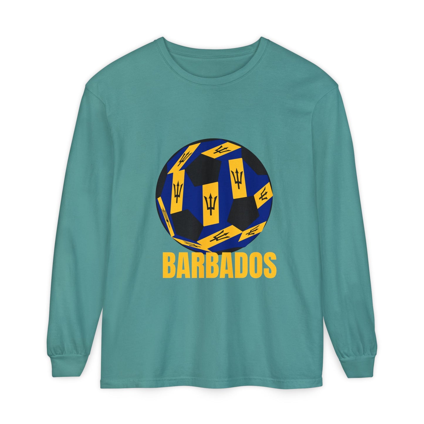 Barbados Fan Specialty Soccer Ball Design Long Sleeve Shirt