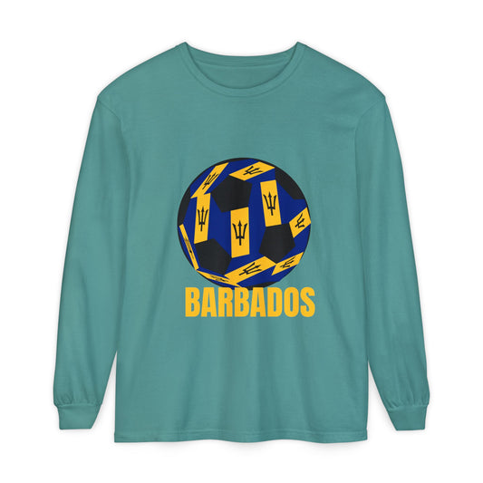 Barbados Fan Specialty Soccer Ball Design Long Sleeve Shirt