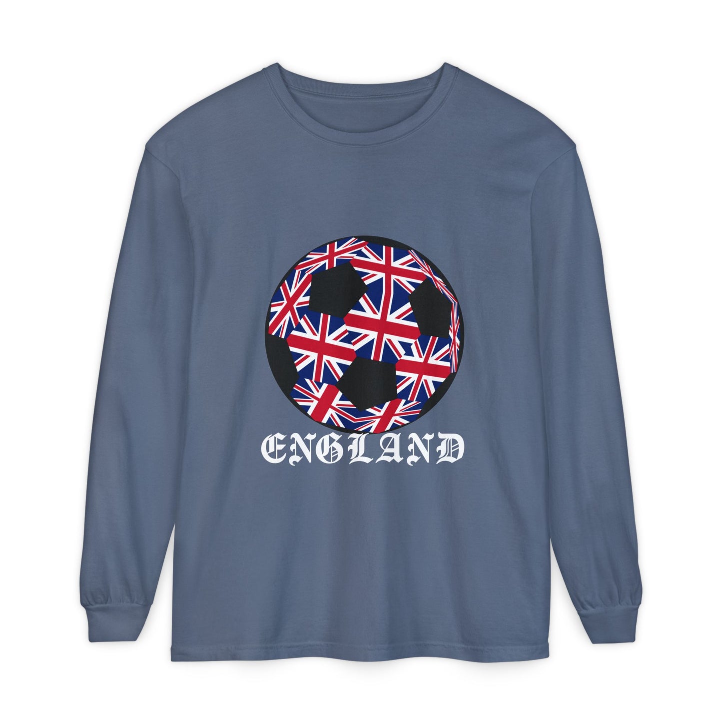 Old English Style Specialty Soccer Ball Design  Long Sleeve Tee