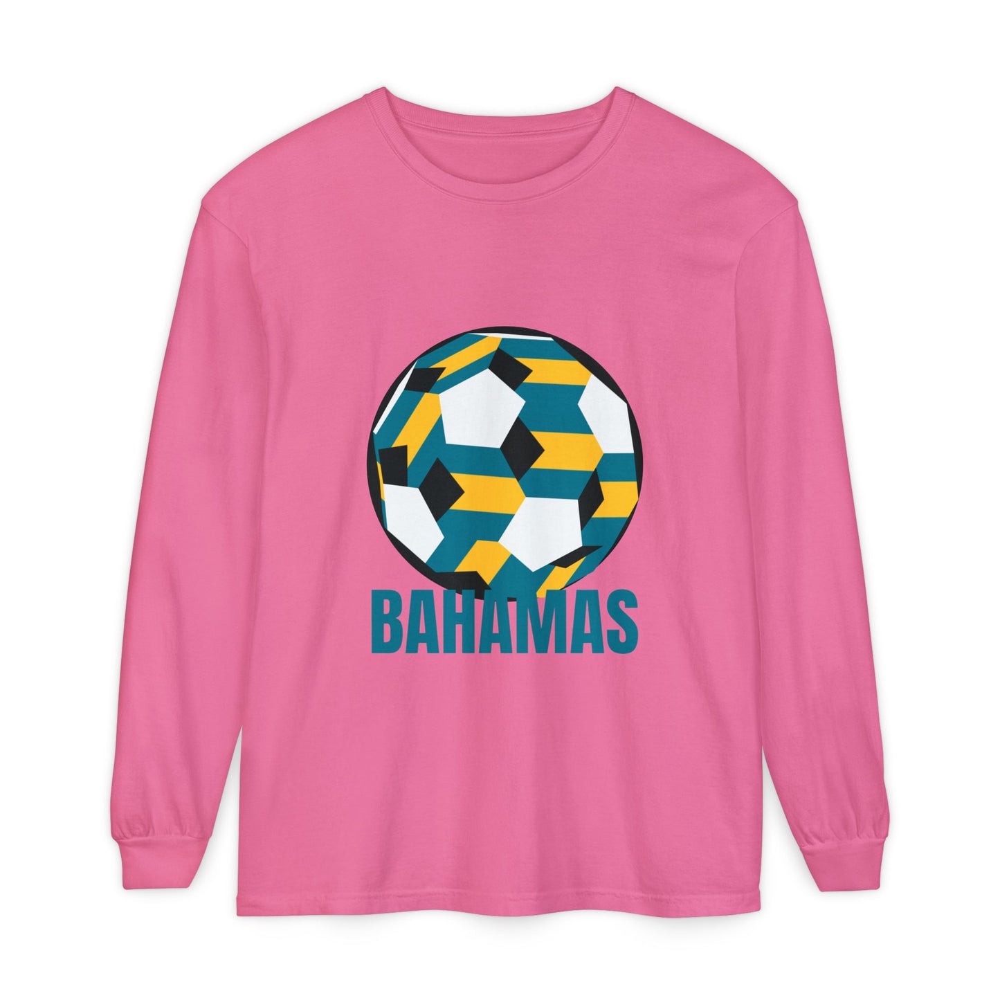 Bahamas Fan Specialty Soccer Ball Design Long Sleeve Tee