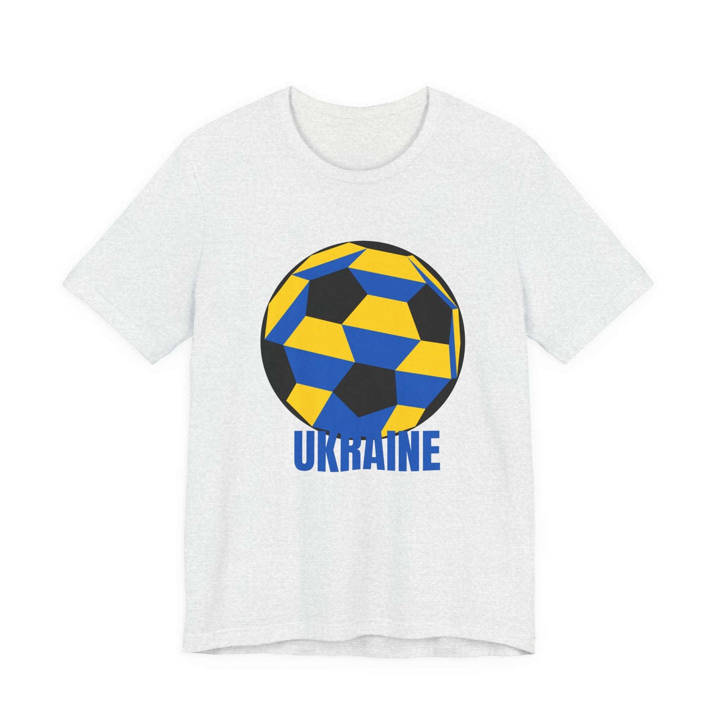 Ukraine Fan Specialty Soccer Ball Design T Shirt Blue Text
