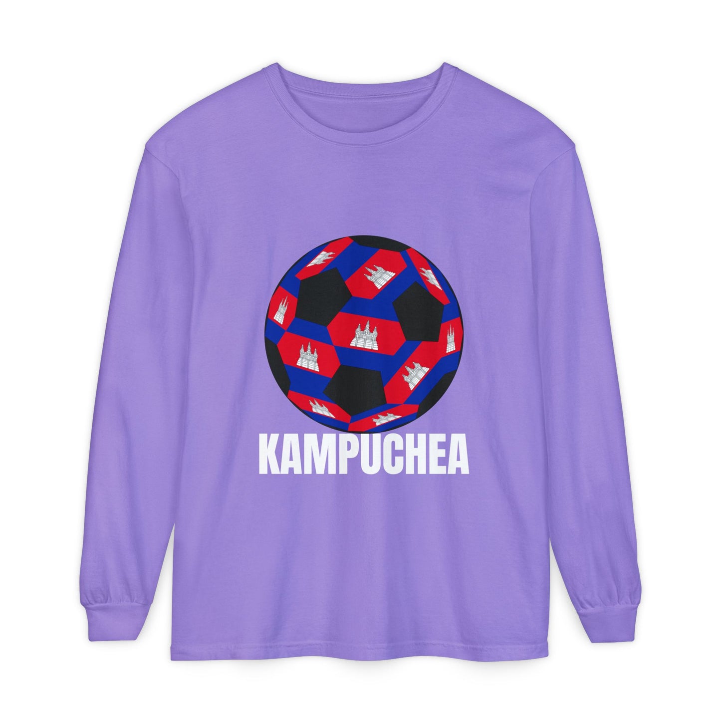 Kampuchea Fan Specialty Soccer Ball Design Long Sleeve Tee